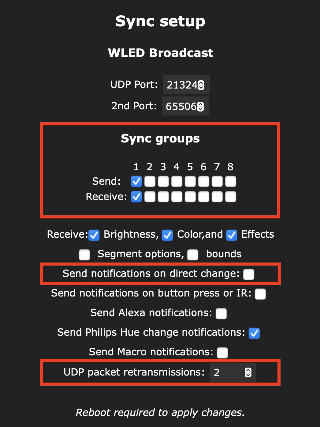 WLED Sync Settings
