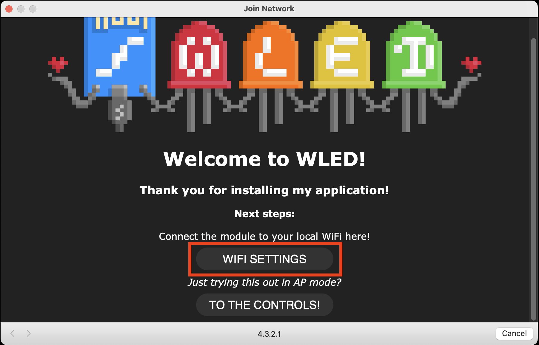 WLED Welcome Screen